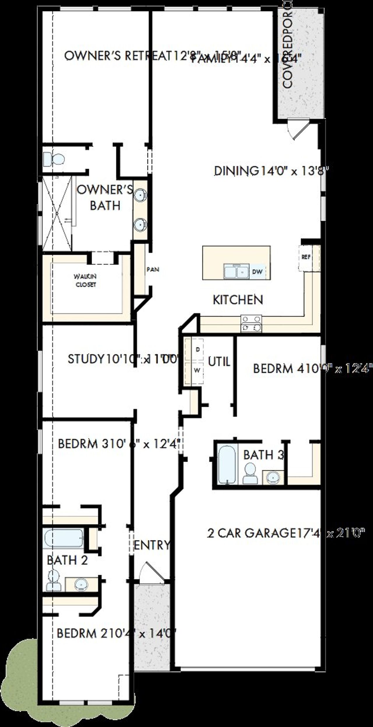 2D floor plan layout of this home in Brookewater - Terrace Collection, Rosenberg, TX (Image 2). 2D floor plan layout of this home in Brookewater - Terrace Collection, Rosenberg, TX (Image 2).