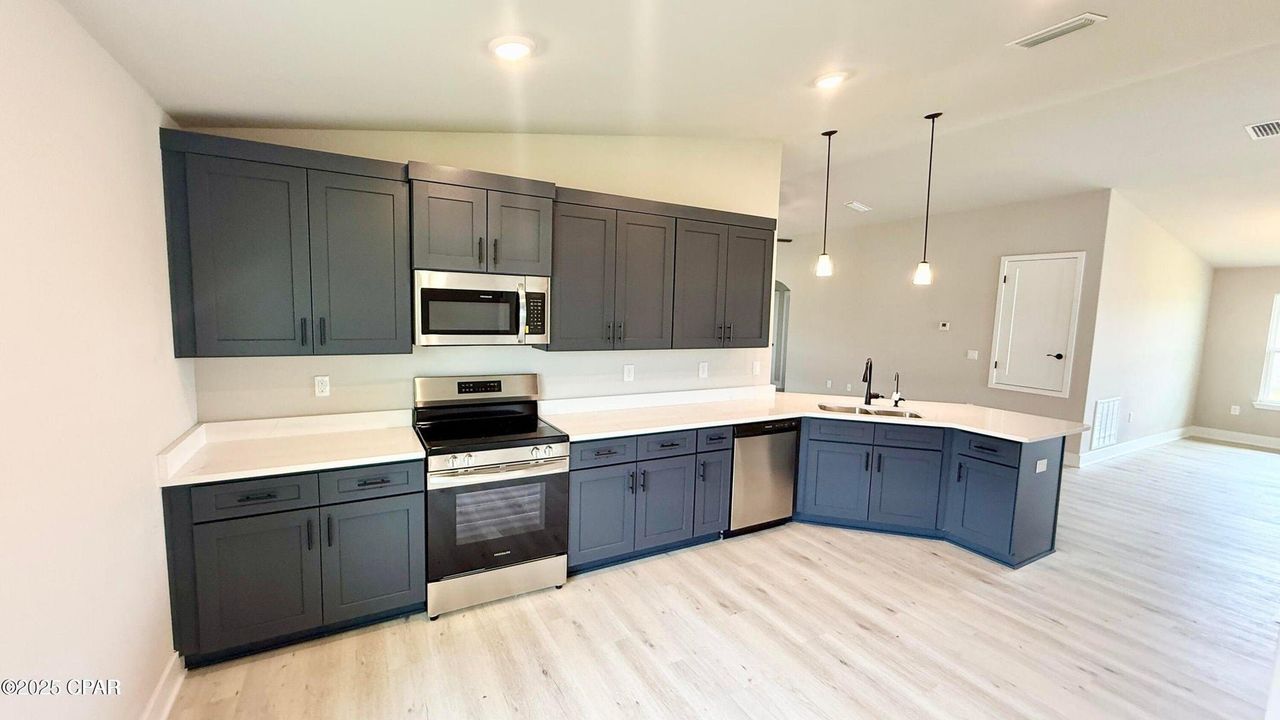 Furnished interior view inside a new home in College Station, Panama City (Image 2). Furnished interior view inside a new home in College Station, Panama City (Image 2).