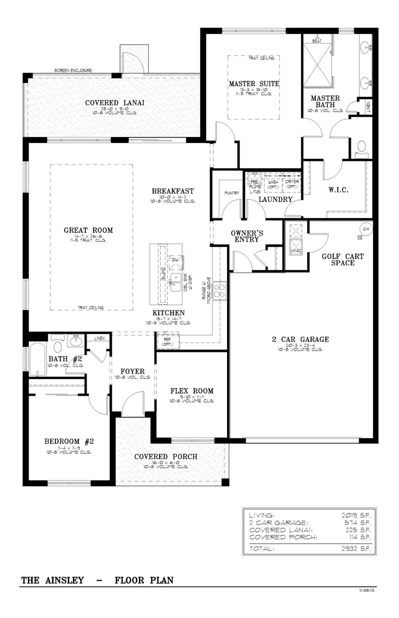 2D floor plan layout for the Balfour - Ainsley by Colen Built Development, LLC in On Top of the World Communities, Ocala, FL (Image 2). 2D floor plan layout for the Balfour - Ainsley by Colen Built Development, LLC in On Top of the World Communities, Ocala, FL (Image 2).