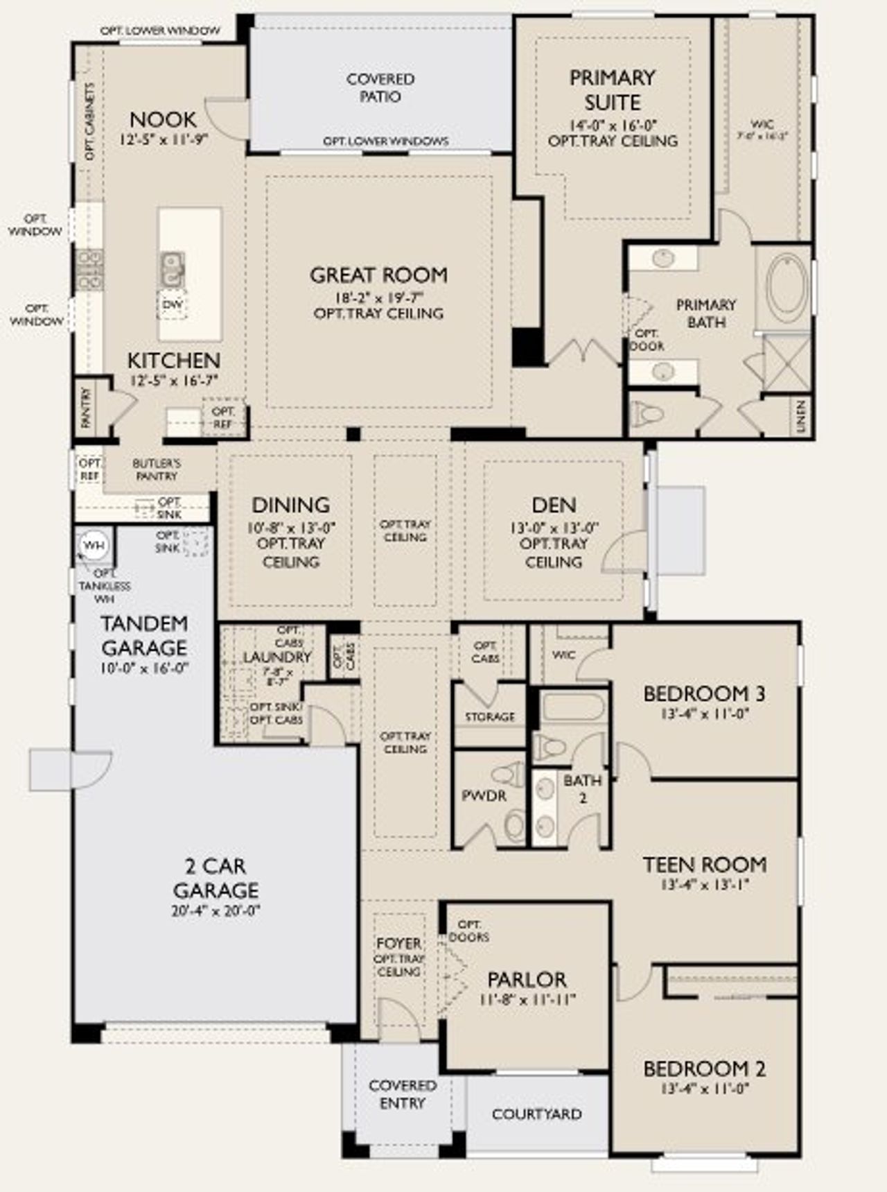 2D floor plan layout for the Juniper by Ashton Woods in Sultana at Madera, Queen Creek, AZ (Image 2).