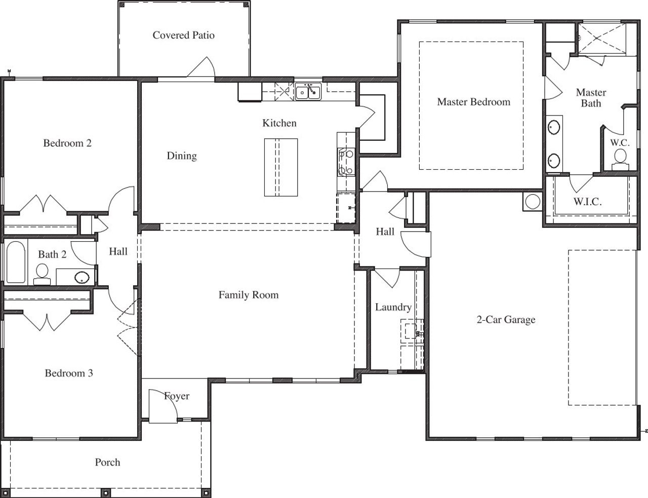 2D floor plan layout for the Plan 2000 by Texas Homes in Pradera Ridge, Floresville, TX (Image 2).