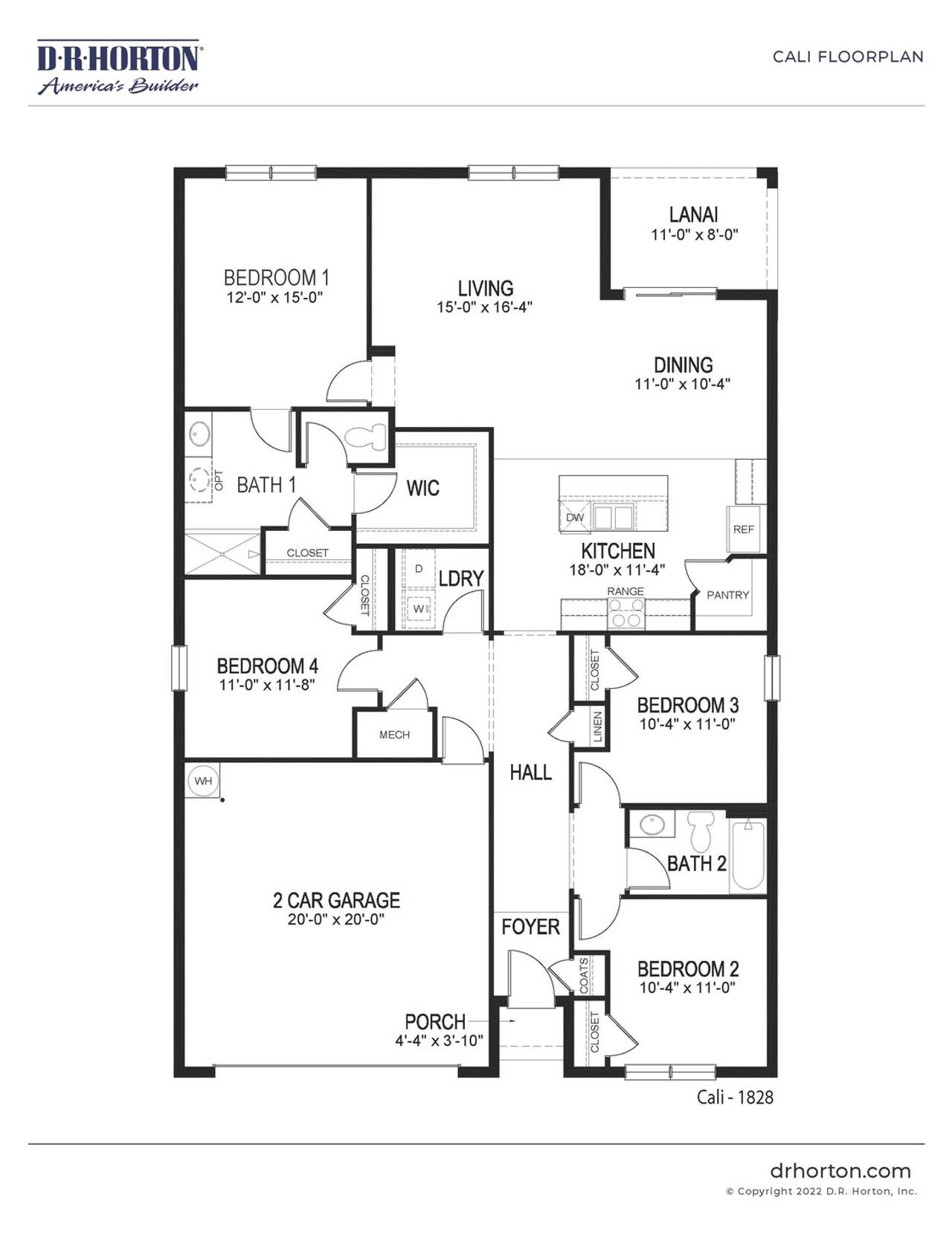 2D floor plan layout of this home in Venetian Grove, Vero Beach, FL (Image 2).