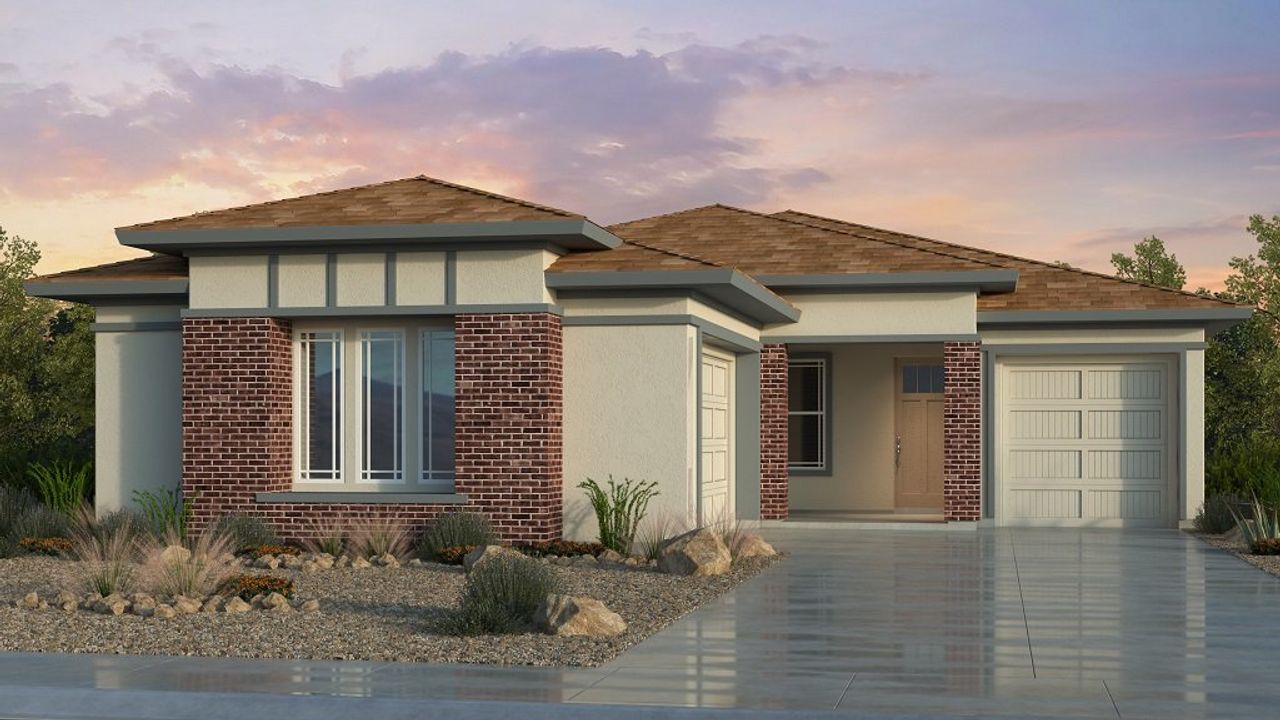 Representative exterior photo of a completed home built from the Augusta by Taylor Morrison in Hawes Crossing Landmark Collection, Mesa, AZ (Image 2).