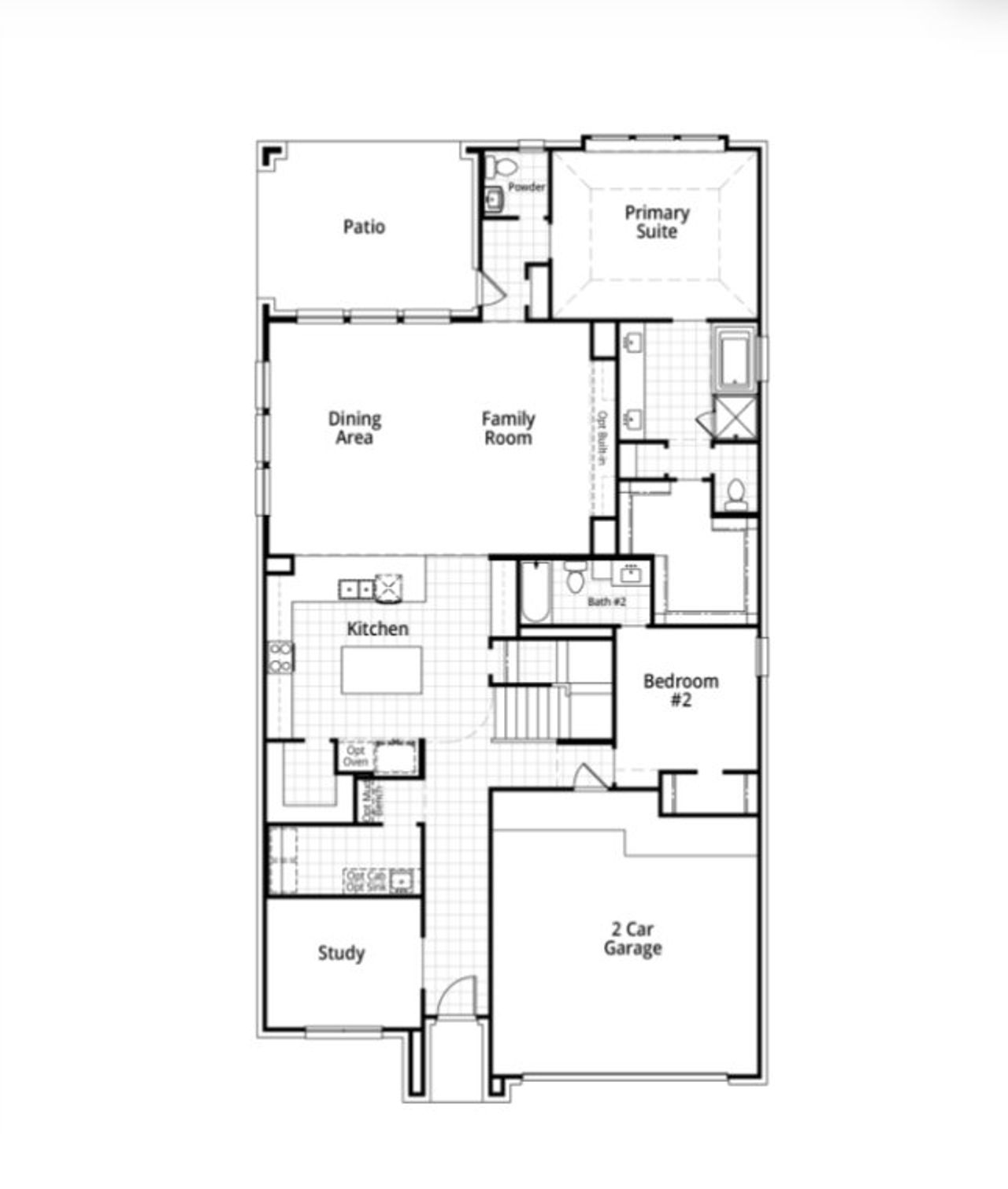 2D floor plan layout for the Grafton by Highland Homes in Two Step Farm: 50ft. lots, Montgomery, TX (Image 2).