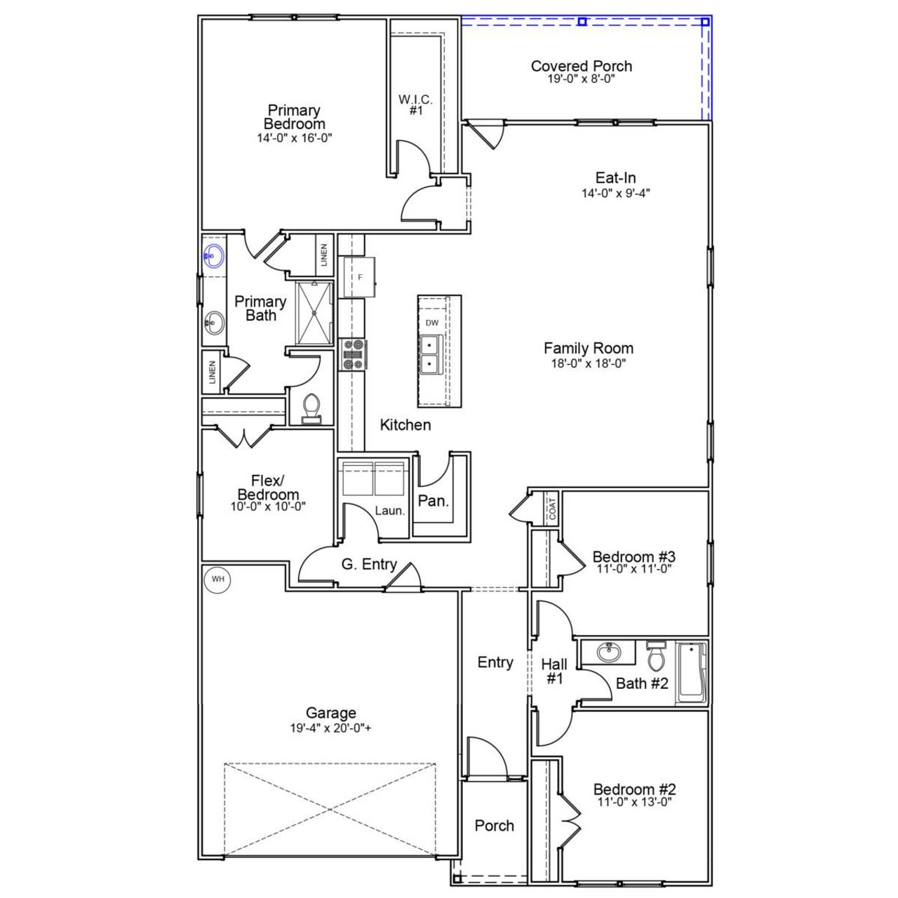 2D floor plan layout of this home in Hainer Place, Conway, SC (Image 2).