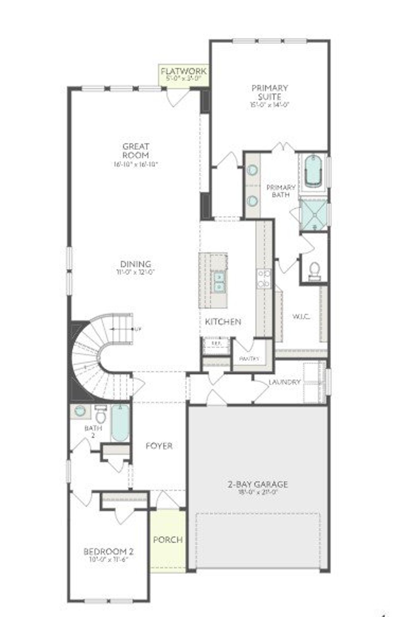 2D floor plan layout for the Whimbrel by Tri Pointe Homes in Clopton Farms, Montgomery, TX (Image 2).
