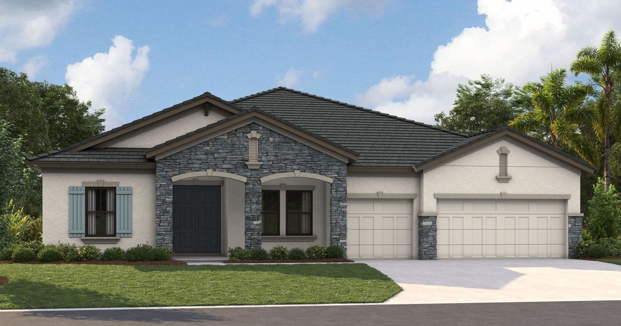 Representative exterior photo of a completed home built from the Cedar Key I by Homes by WestBay in Triple Creek, Riverview, FL (Image 2).