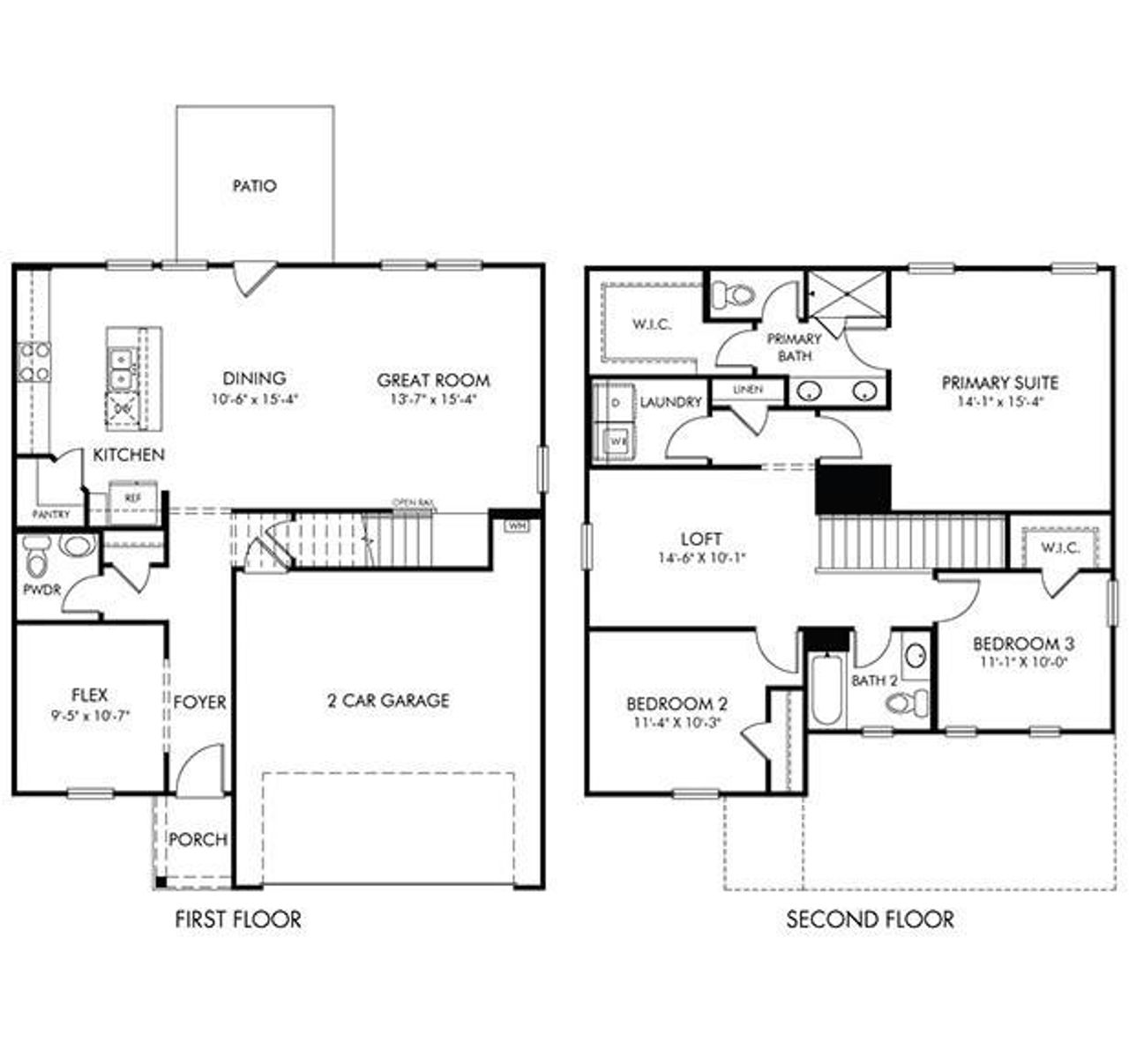 2D floor plan layout of this home in Manning Mill, Adairsville, GA (Image 2).