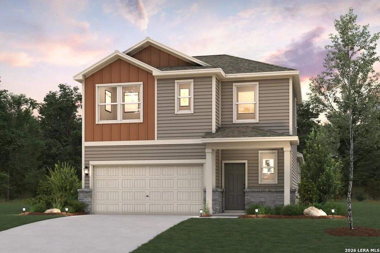 Front exterior of a new home in Mesa Vista, San Antonio, TX, highlighting curb appeal (Image 2).