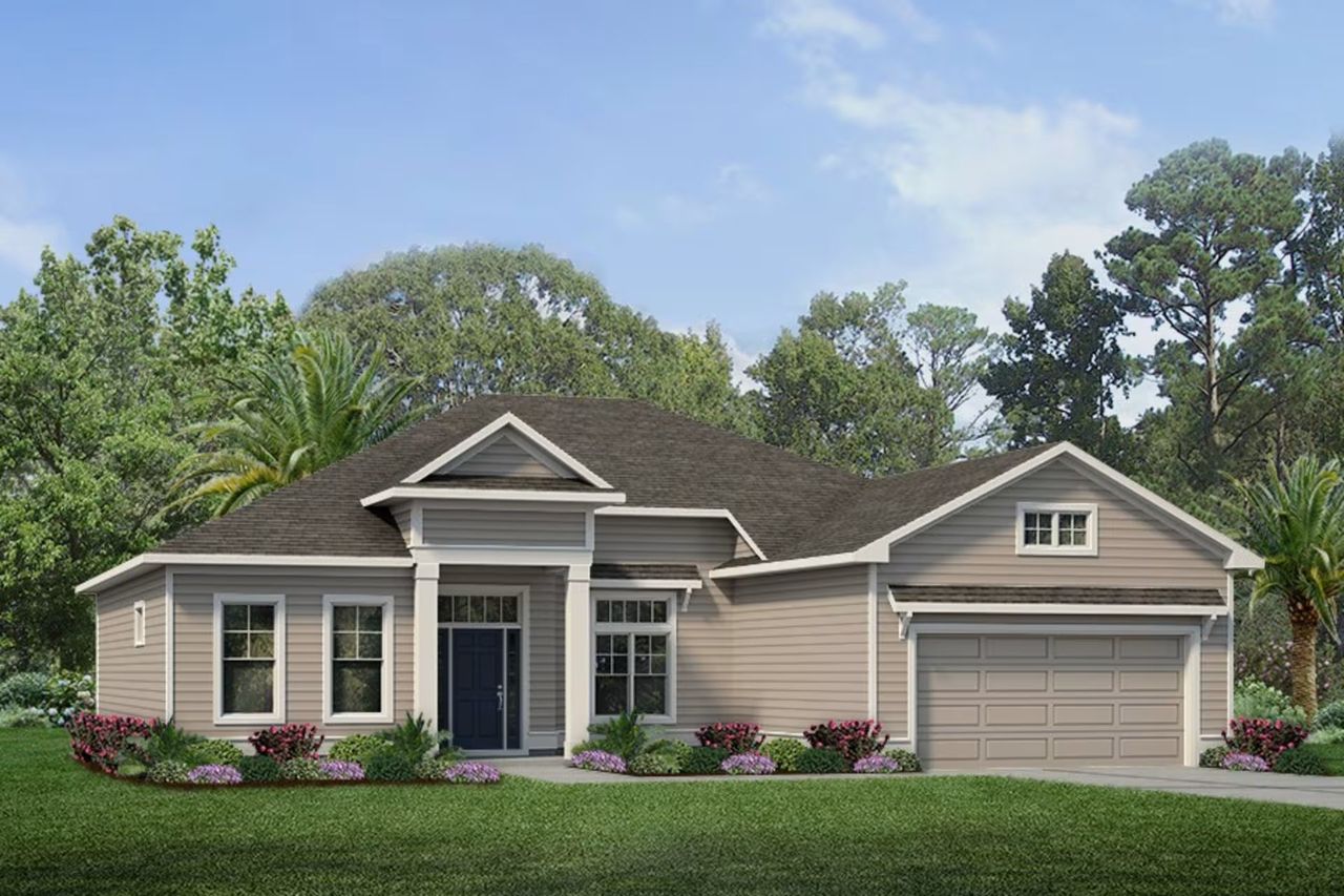 Representative exterior photo of a completed home built from the Oxford by GW Homes in Laureate Village, Newberry, FL (Image 2). Representative exterior photo of a completed home built from the Oxford by GW Homes in Laureate Village, Newberry, FL (Image 2).