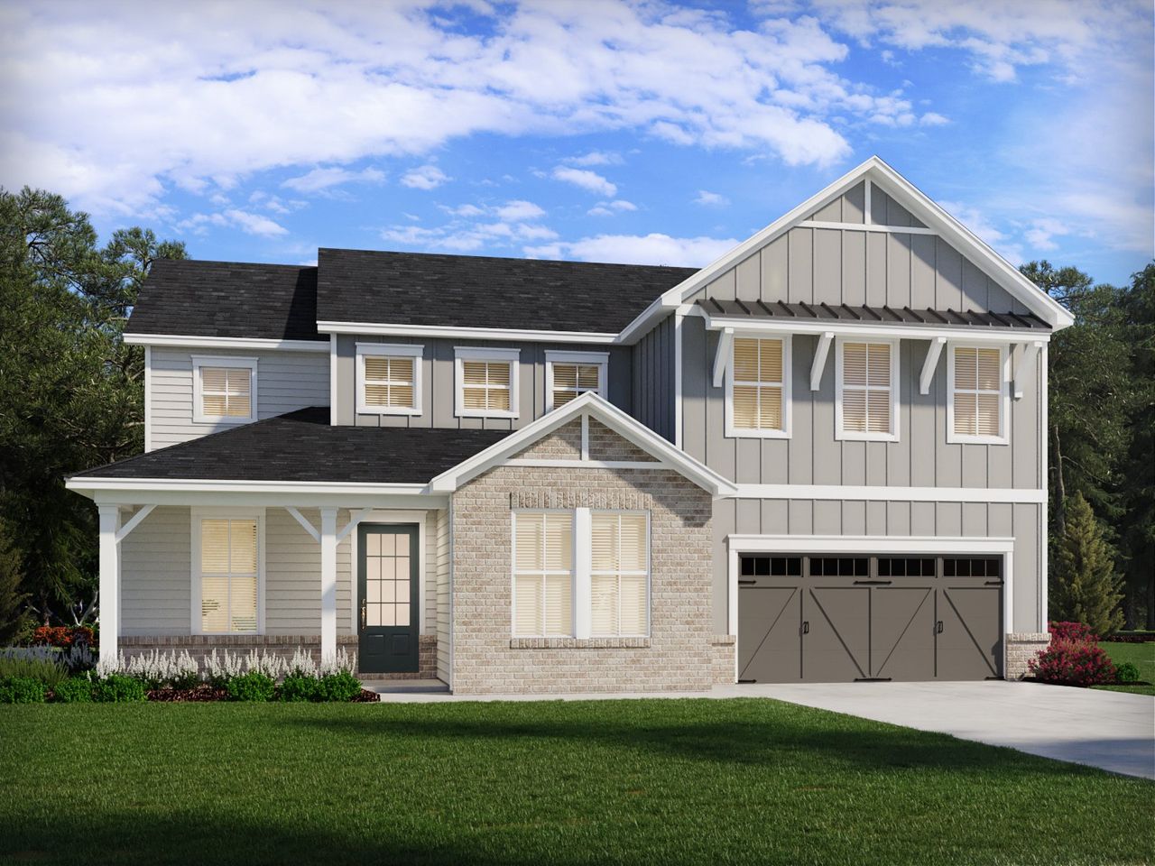 Representative exterior photo of a completed home built from the Jefferson by Meritage Homes in Vines at Mill Creek - Legacy Series, Braselton, GA (Image 2).