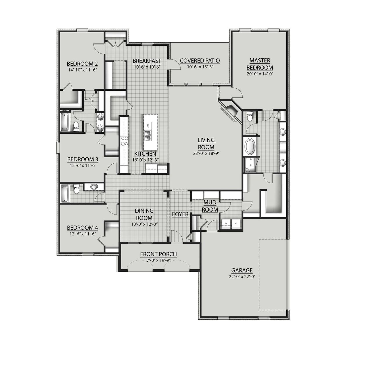 2D floor plan layout of this home in Iron Rock, Cantonment, FL (Image 2).