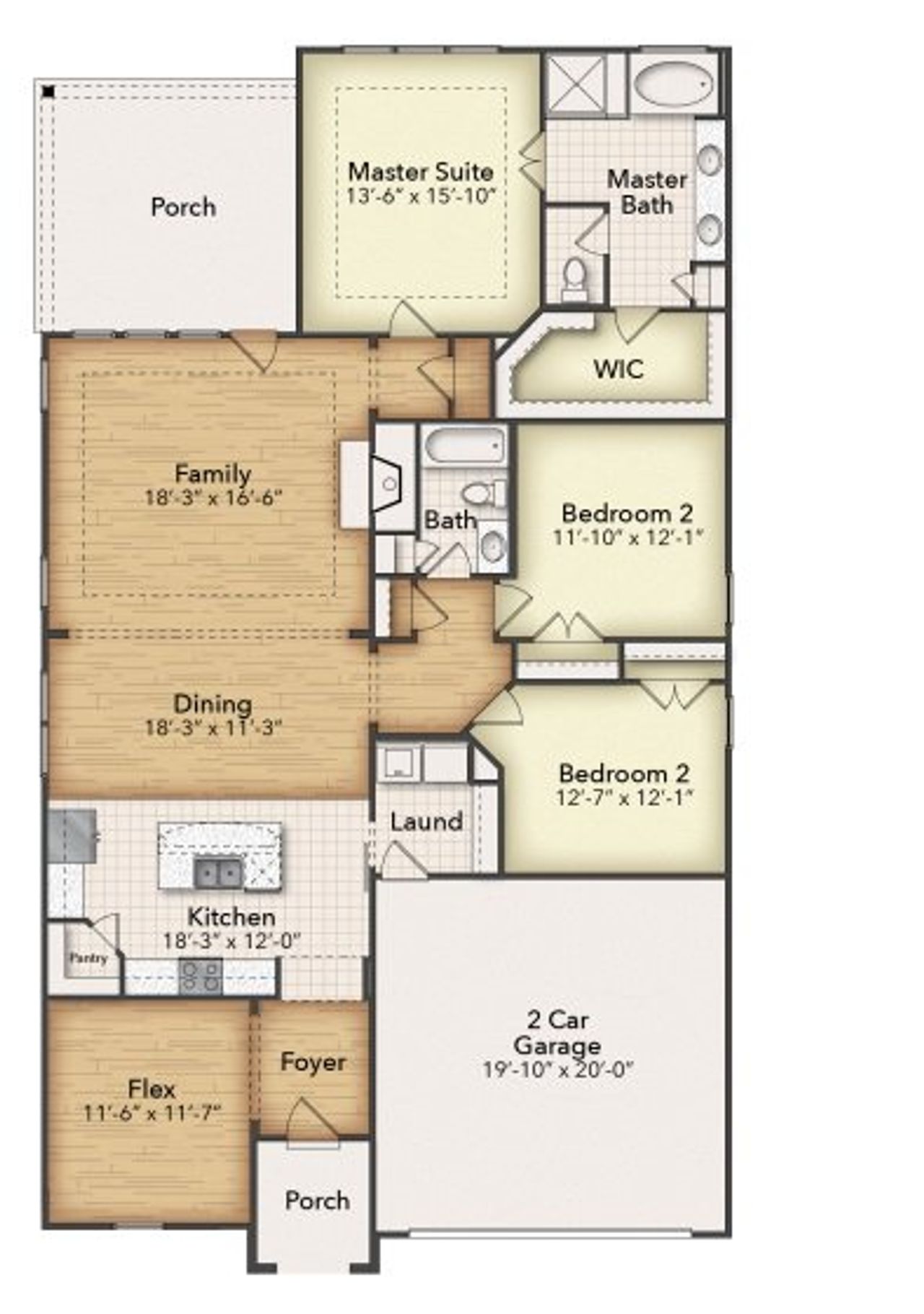 2D floor plan layout of this home in Covenant Park, Springtown, TX (Image 2). 2D floor plan layout of this home in Covenant Park, Springtown, TX (Image 2).
