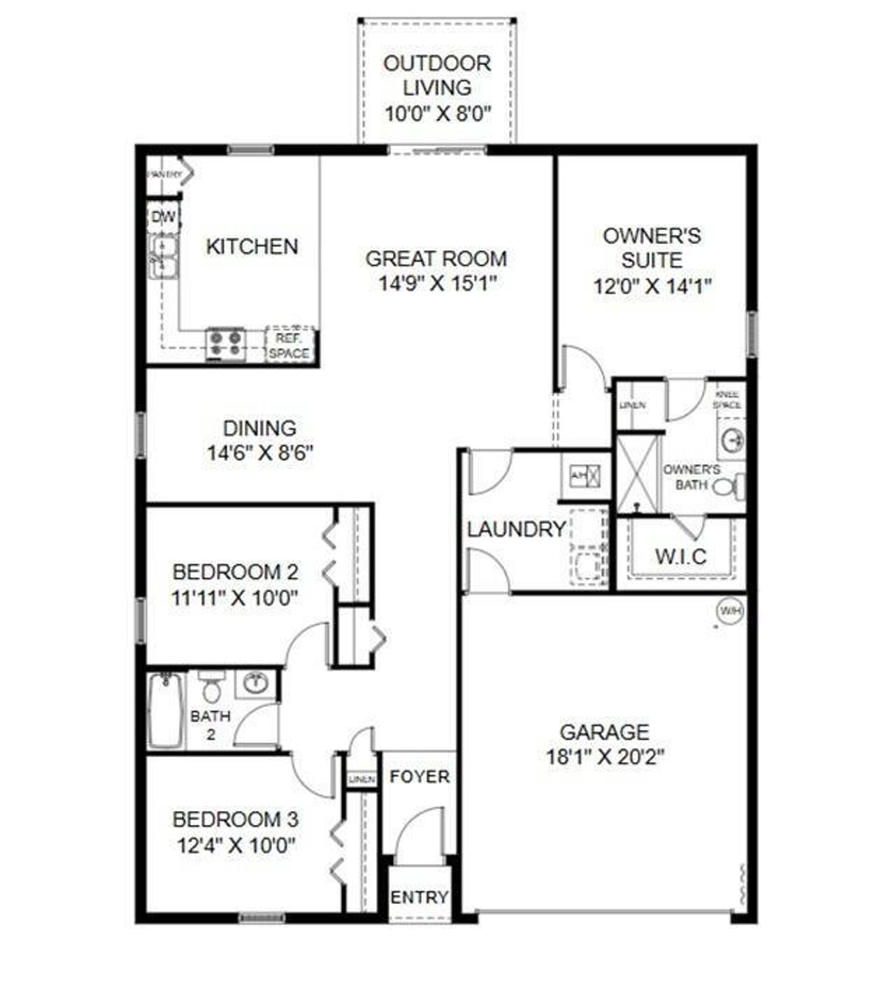 2D floor plan layout of this home in Mallard Landing, Okeechobee, FL (Image 2).