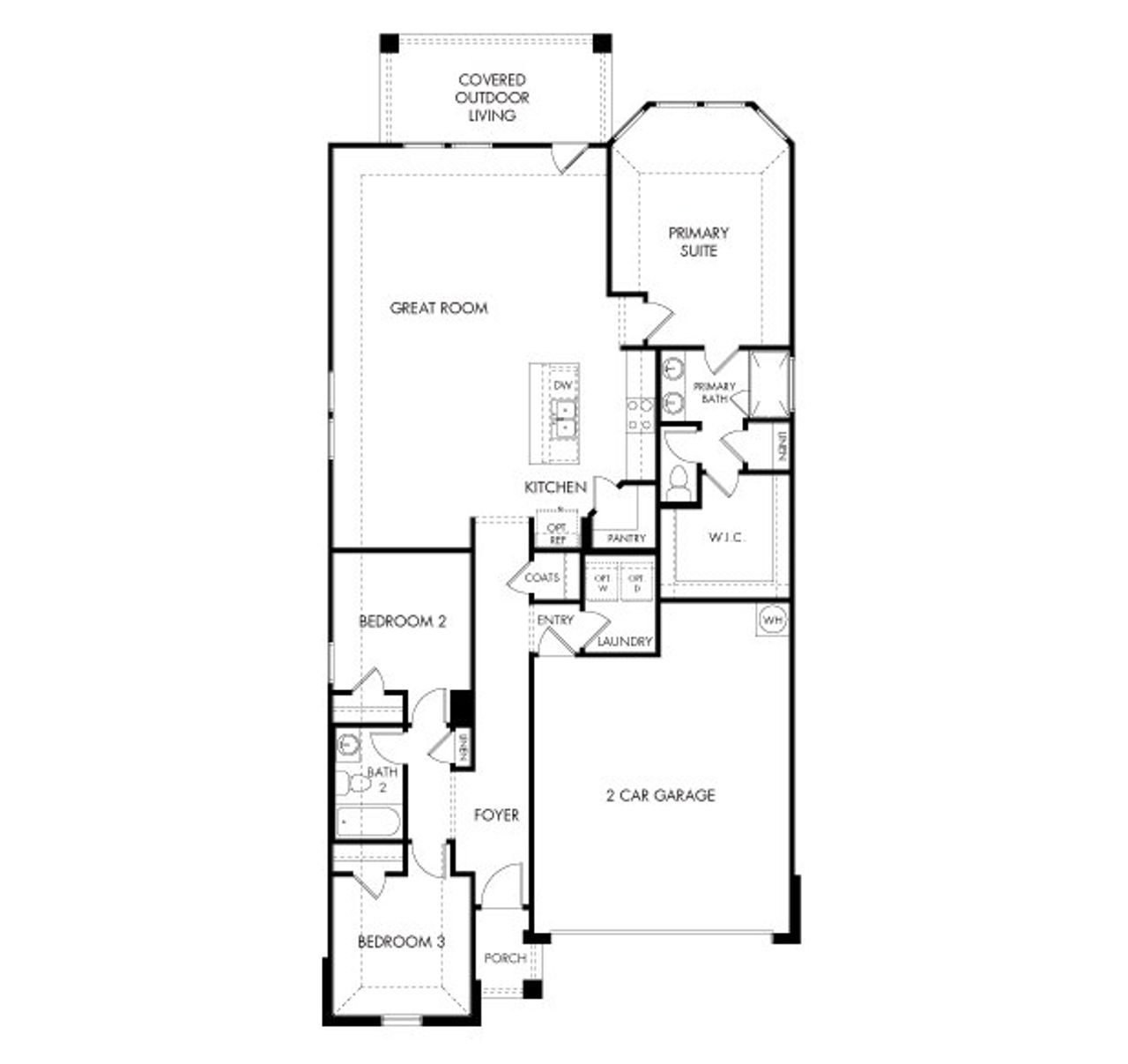 2D floor plan layout of this home in Big Sky Ranch - Reserve Collection, Dripping Springs, TX (Image 2).