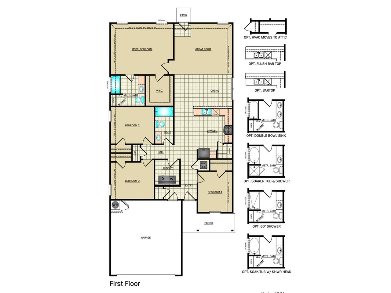 2D floor plan layout for the RC Cypress by Rausch Coleman Homes in Heritage Oaks, San Antonio, TX (Image 2).