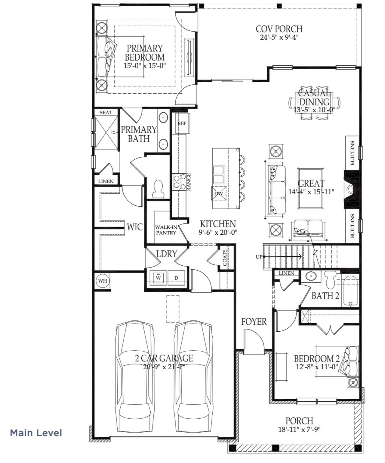 2D floor plan layout for the Wildwood by Southwyck Homes in Cooks Farm, Woodstock, GA (Image 2).