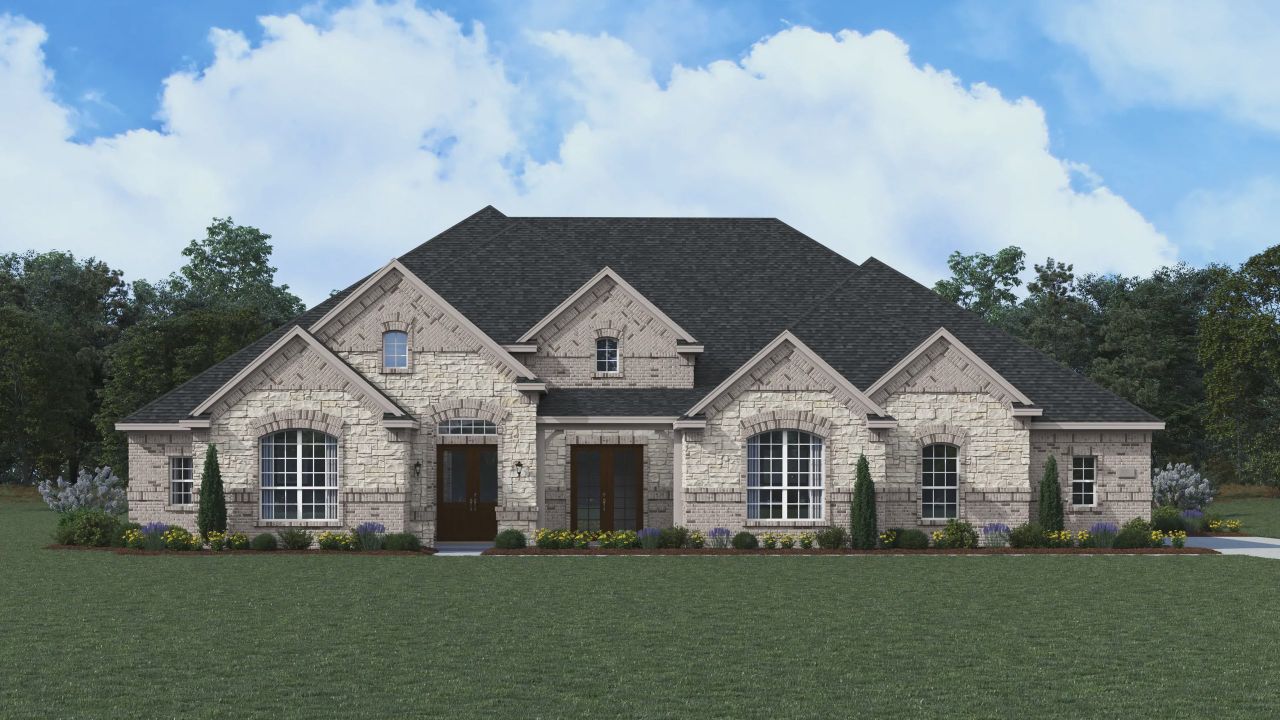 Representative exterior photo of a completed home built from the Astana by Chesmar Homes in Homestead Estates, Sunnyvale, TX (Image 2).