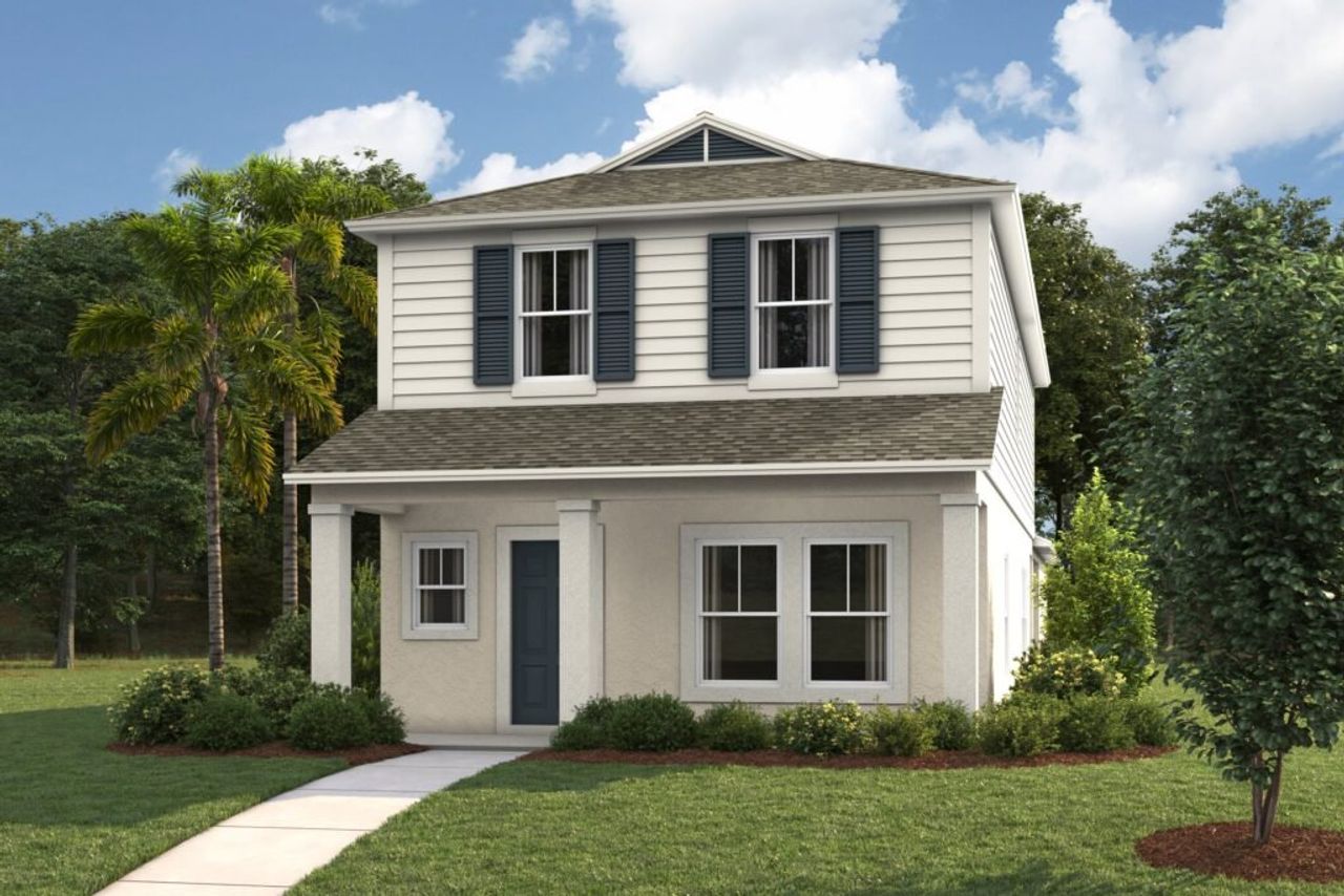 Front exterior of a new home in Pasadena Ridge, Dade City, FL, highlighting curb appeal (Image 2).
