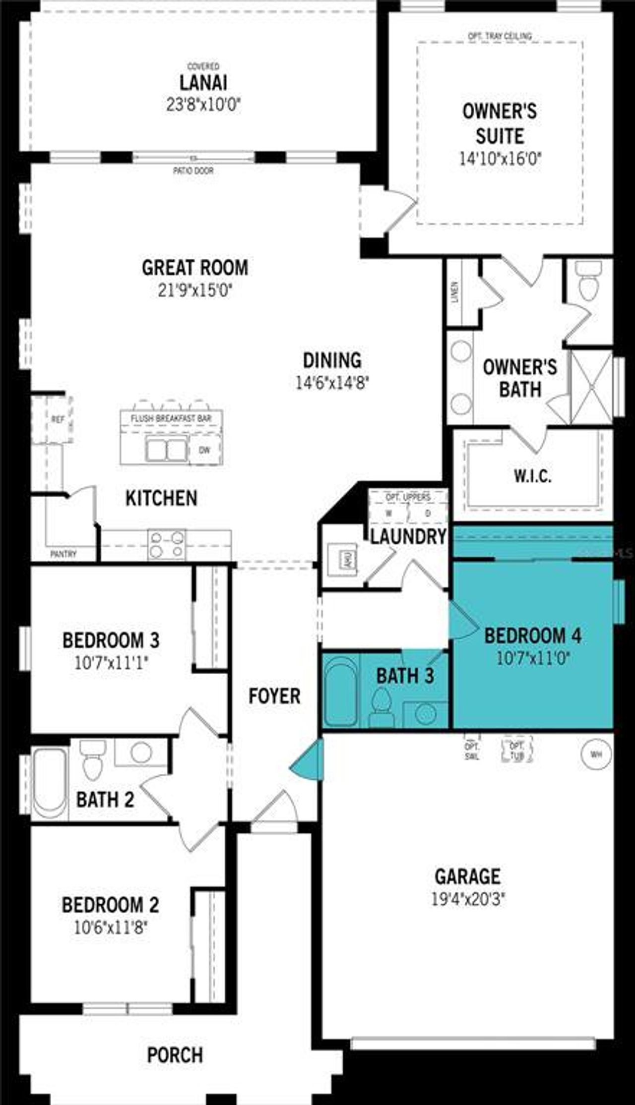 2D floor plan layout of this home in Windwater, Parrish, FL (Image 2). 2D floor plan layout of this home in Windwater, Parrish, FL (Image 2).