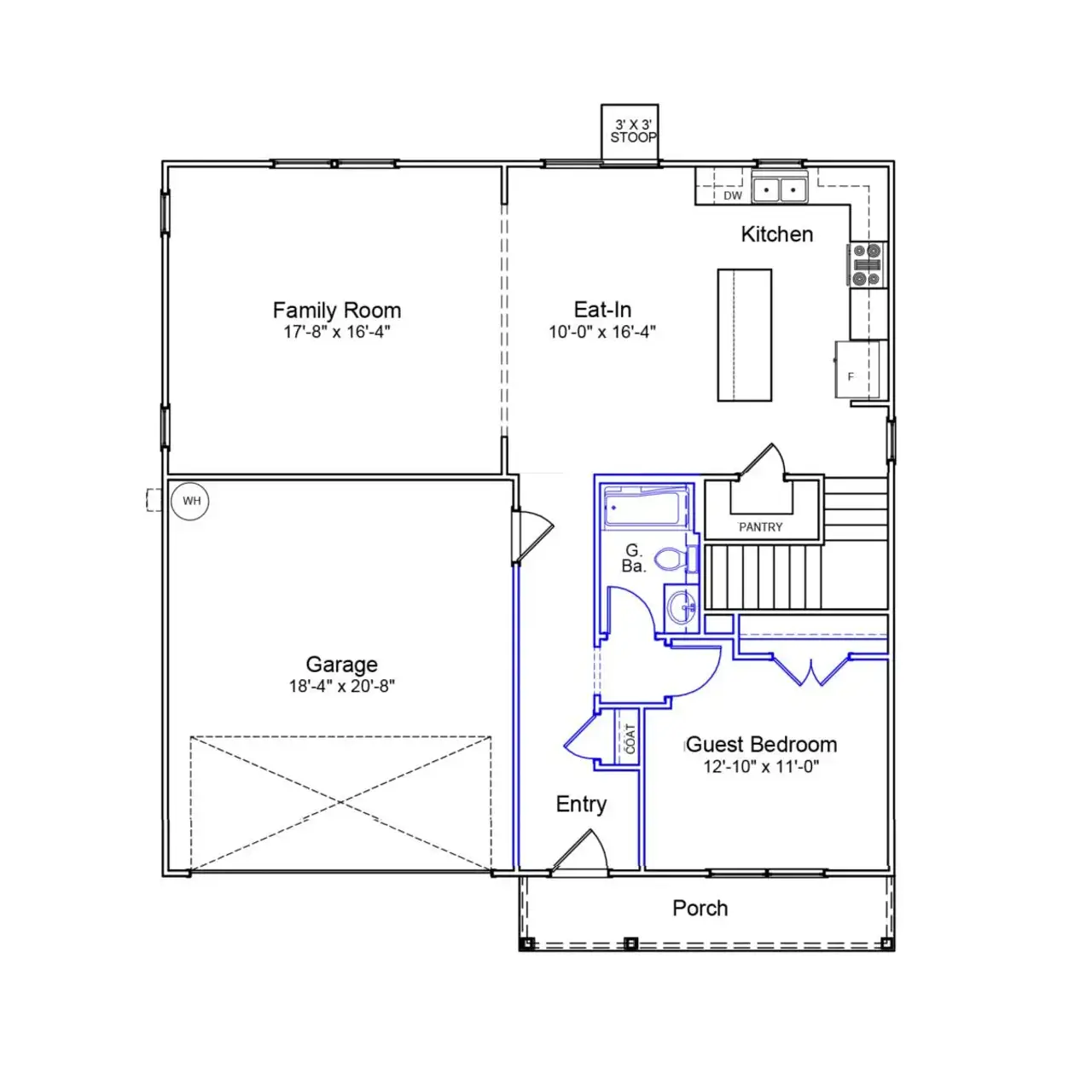 2D floor plan layout of this home in Winston Ridge, Youngsville, NC (Image 2).