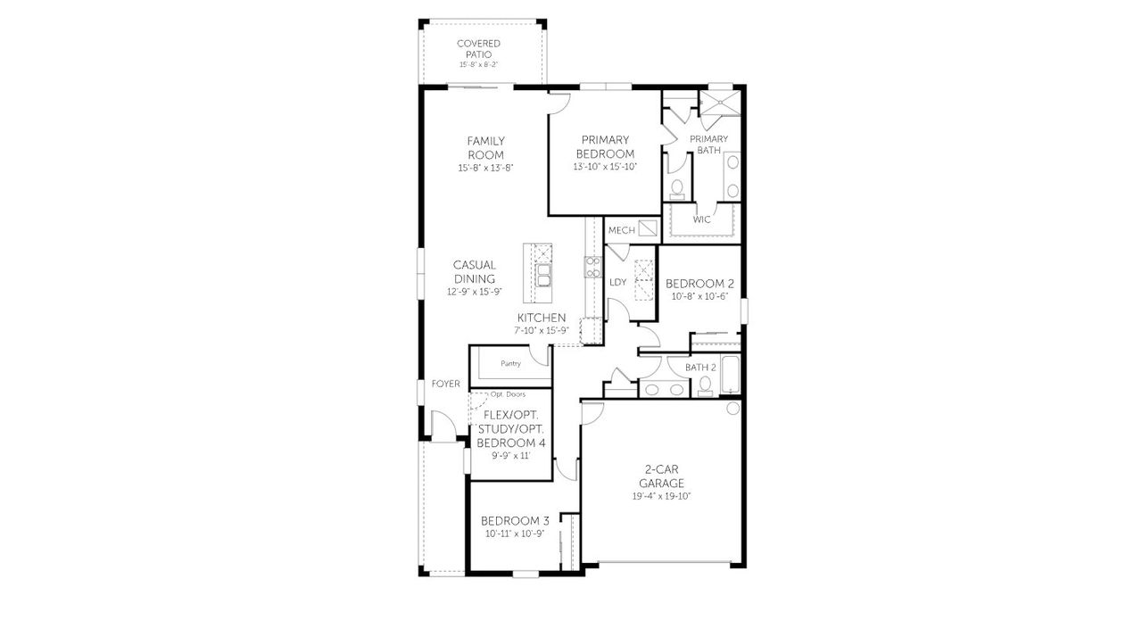2D floor plan layout for the Napoli - 18269 by Dream Finders Homes in River Hall, Alva, FL (Image 2).