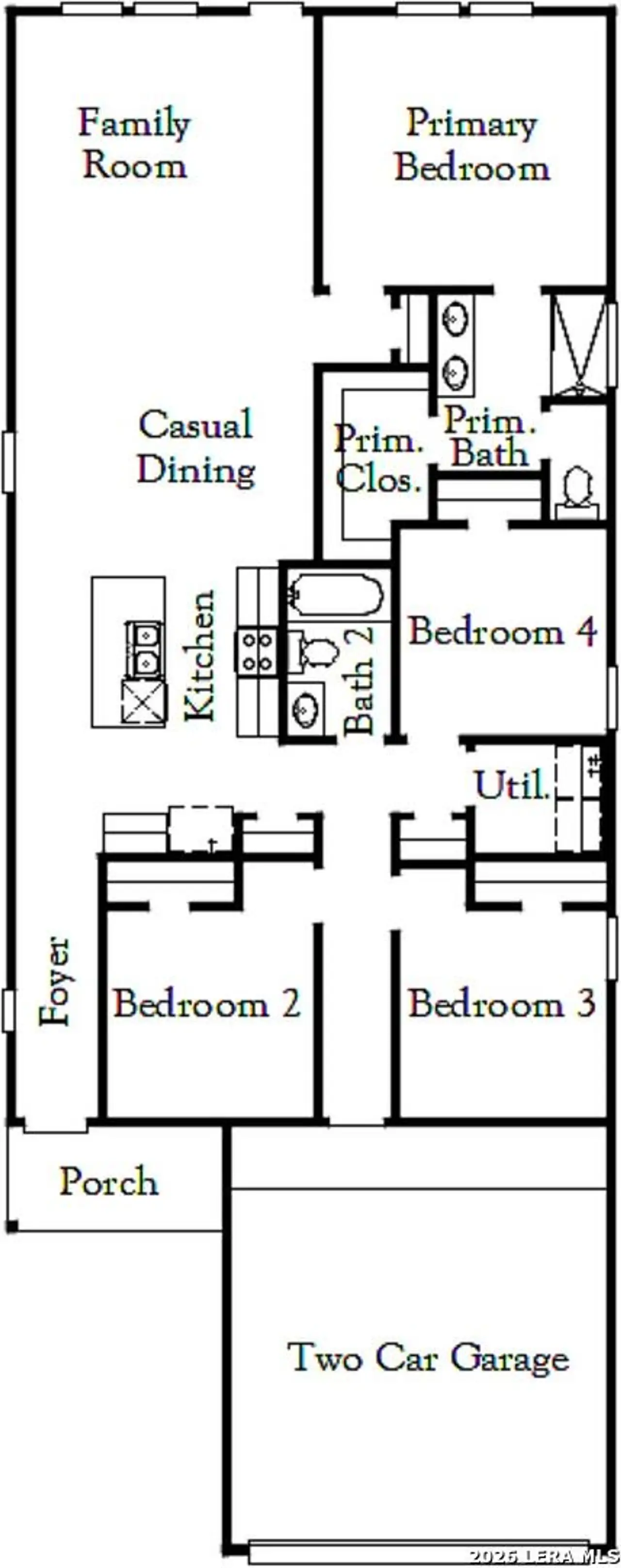2D floor plan layout of this home in Lone Oak, San Antonio, TX (Image 2).