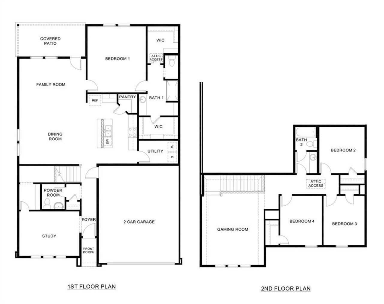 2D floor plan layout of this home in Windrose, Pilot Point, TX (Image 2).