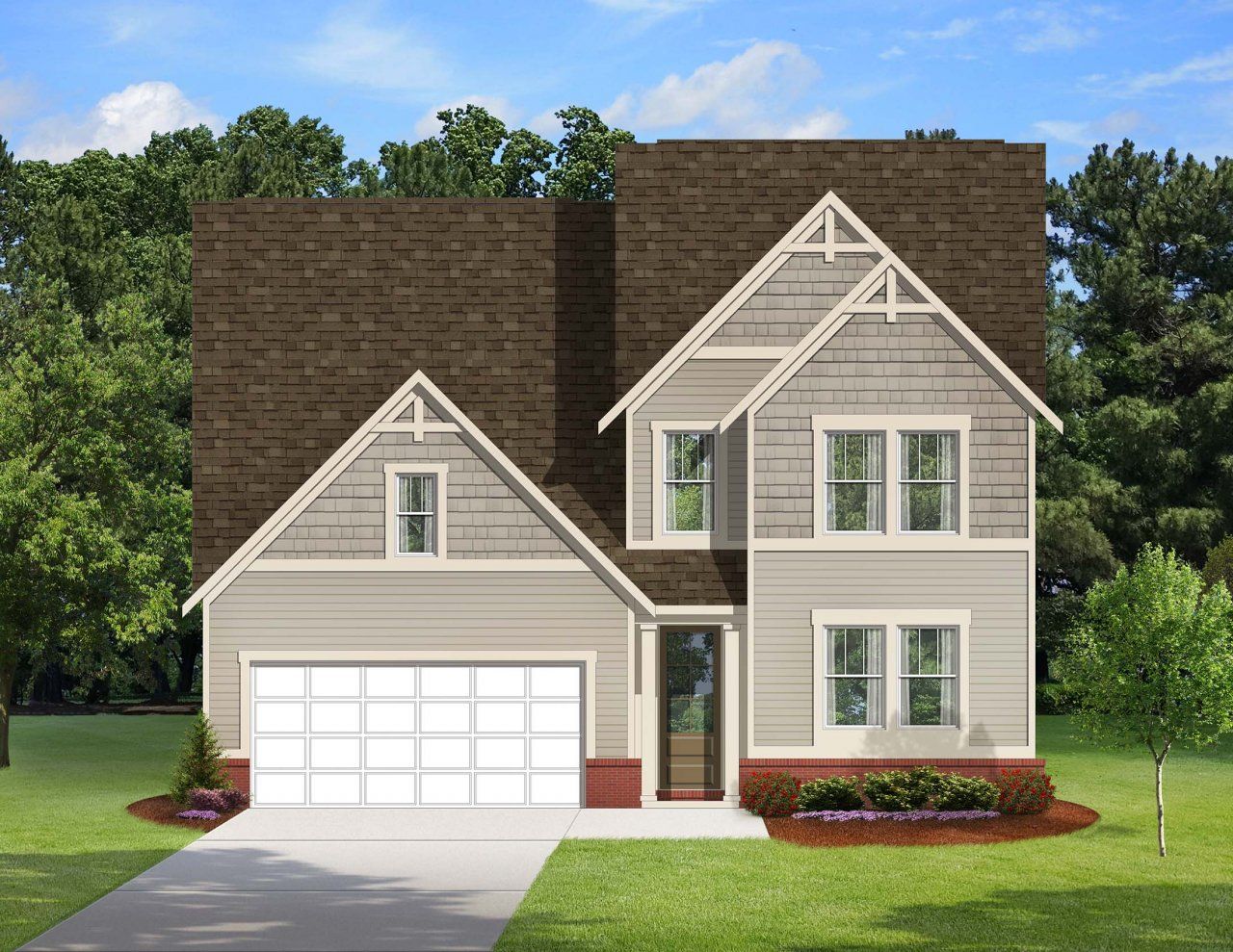 Representative exterior photo of a completed home built from the Newport by Cimarron Homes in Fieldcrest, Mebane, NC (Image 2).