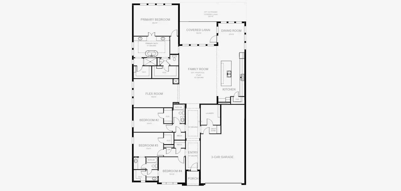 2D floor plan layout of this home in Sanctuary at Seaire, Parrish, FL (Image 2).