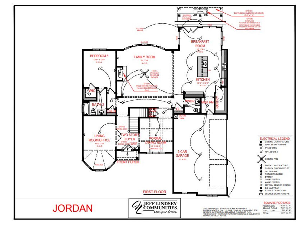 2D floor plan layout for the Jordan B-D by Jeff Lindsey Communities in Arbor Springs, Newnan, GA (Image 2).