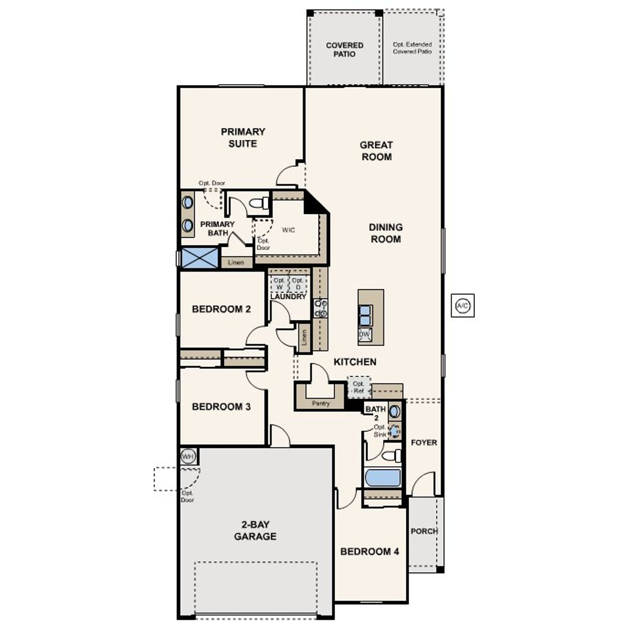 2D floor plan layout of this home in The Vistas Collection at North Copper Canyon, Surprise, AZ (Image 2).