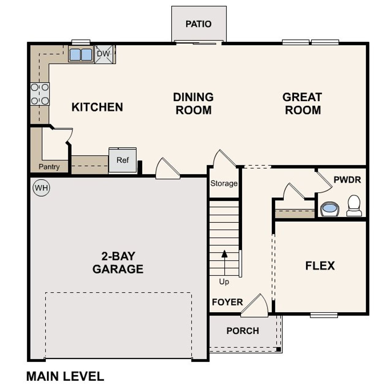 2D floor plan layout of this home in The Ridge at Twin Rivers, Covington, GA (Image 2).