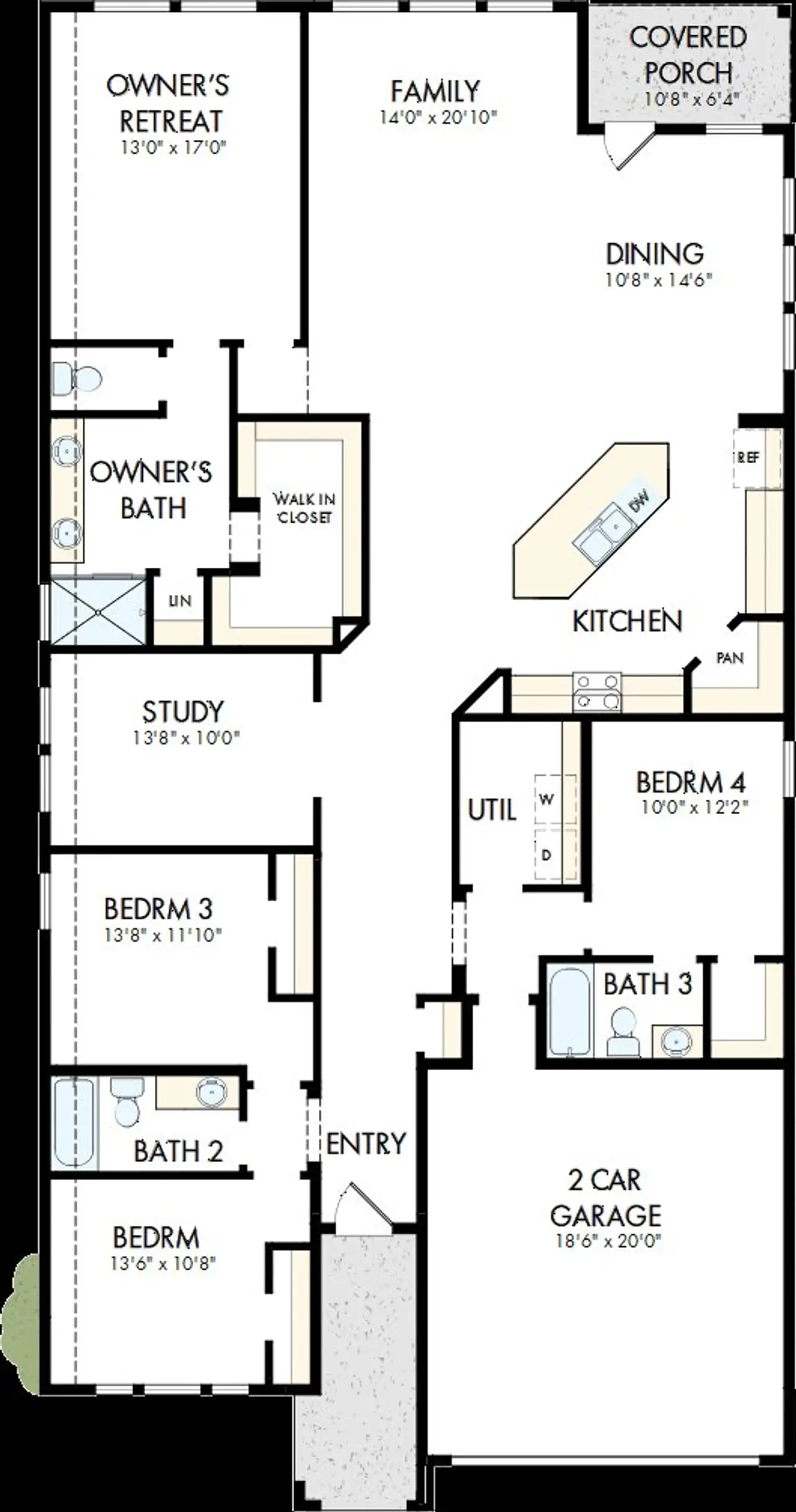 2D floor plan layout of this home in Creekshaw – Classic, Royse City, TX (Image 2).