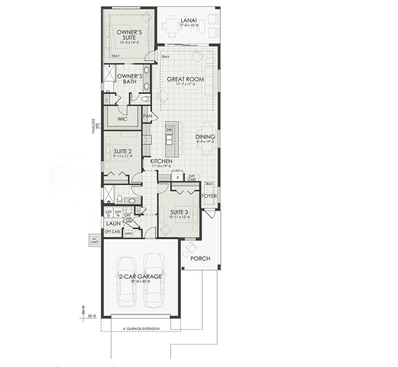 2D floor plan layout of this home in Shellstone at Waterside, Sarasota, FL (Image 2).