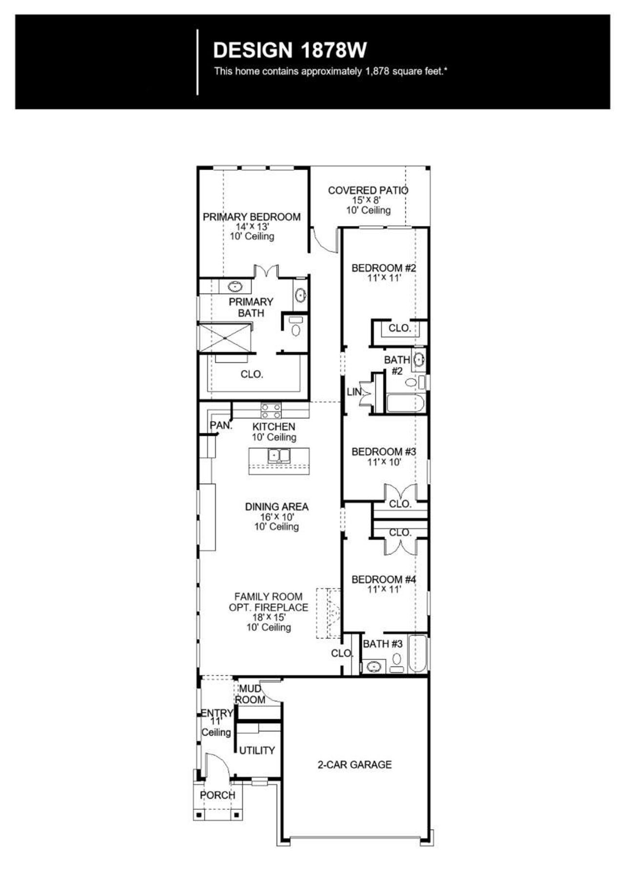 2D floor plan layout of this home in Santa Rita Ranch - Tierra Rosa, Liberty Hill, TX (Image 2).