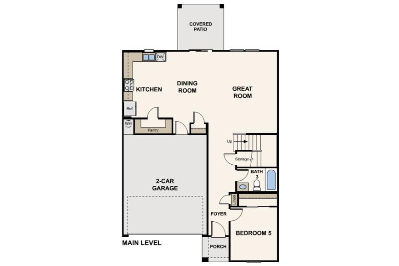2D floor plan layout for the Highland by Century Complete in Rincon Grove at Rocking K, Vail, AZ (Image 2).