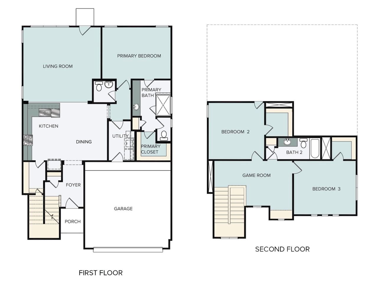 2D floor plan layout of this home in Cross Creek, Cedar Park, TX (Image 2).