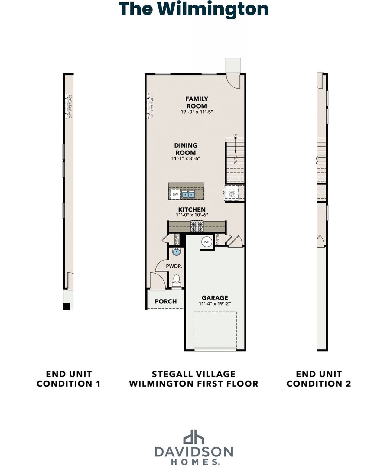 2D floor plan layout for the The Wilmington A by Davidson Homes LLC in Stegall Village, Emerson, GA (Image 2).