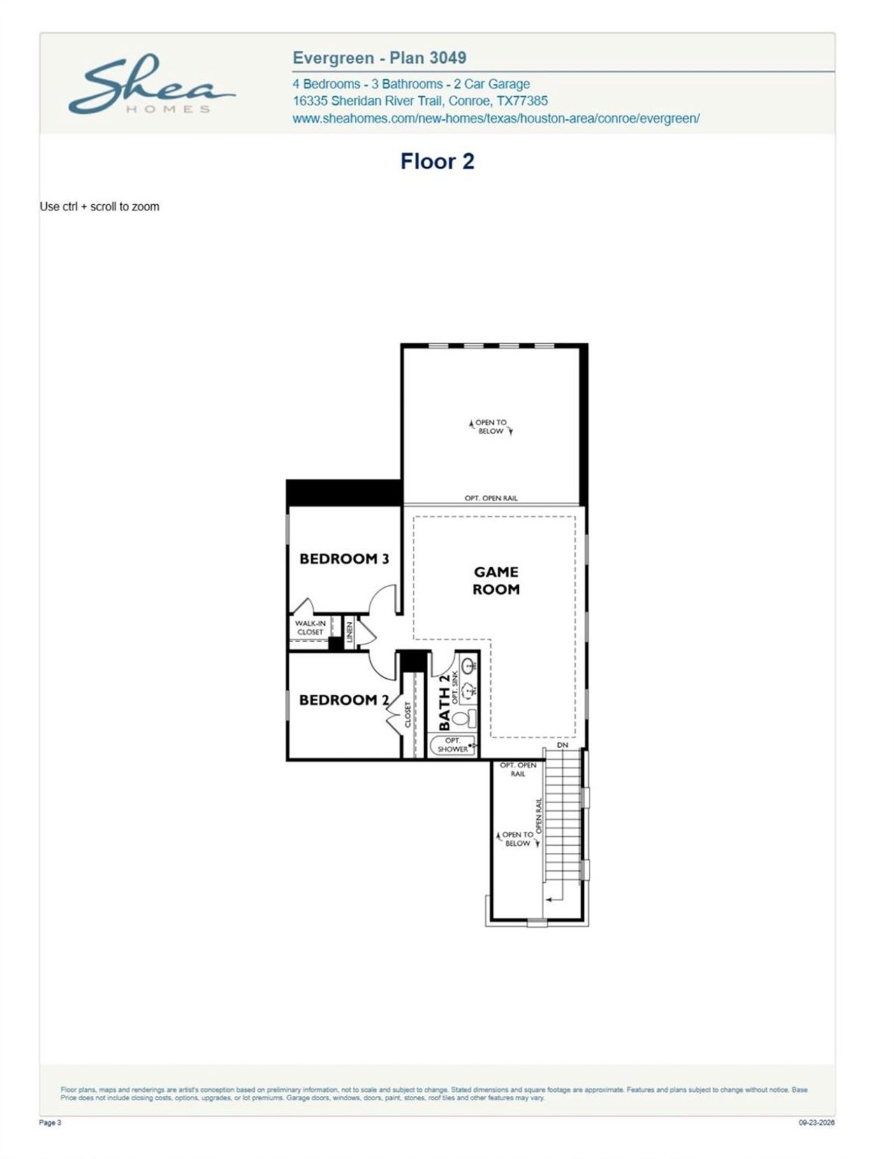 2D floor plan layout of this home in , Conroe, TX (Image 2).