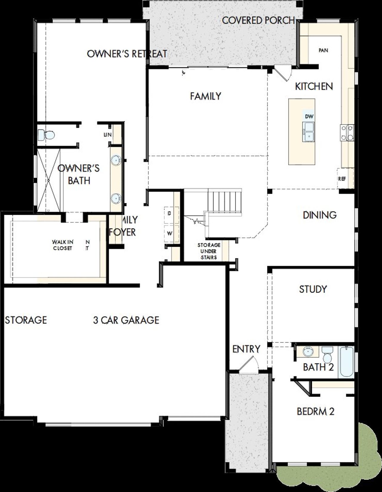 2D floor plan layout of this home in Sundance Cove Lakeside - Overlook View Collection, Crosby, TX (Image 2).