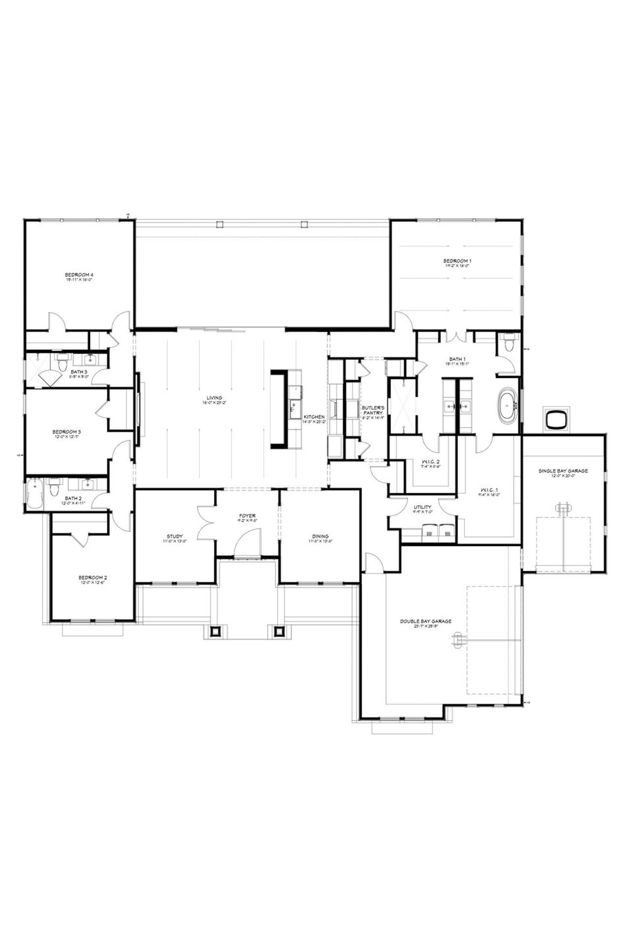 2D floor plan layout for the Brazos II by Flintrock Builder in Bella Charca, Nolanville, TX (Image 2).