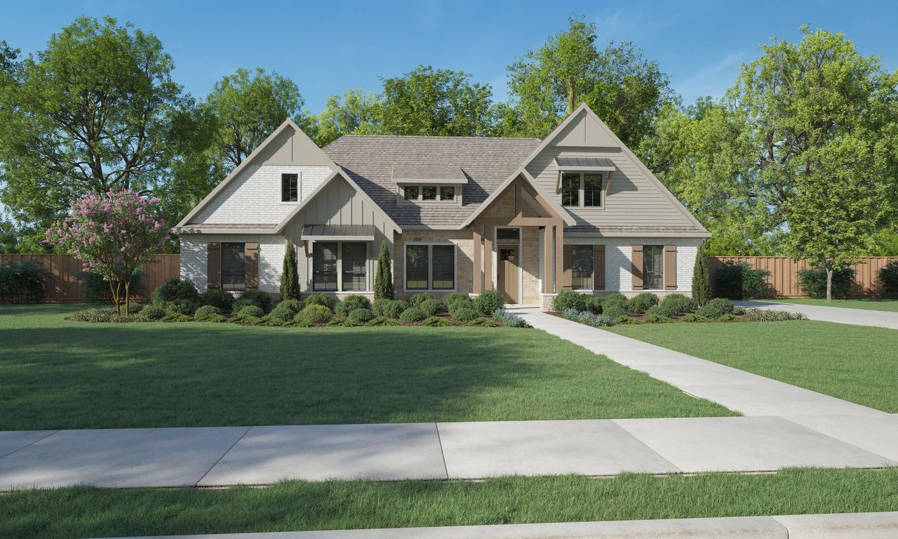 Front exterior of a new home in Lakeway Estates, Waxahachie, TX, highlighting curb appeal (Image 2).