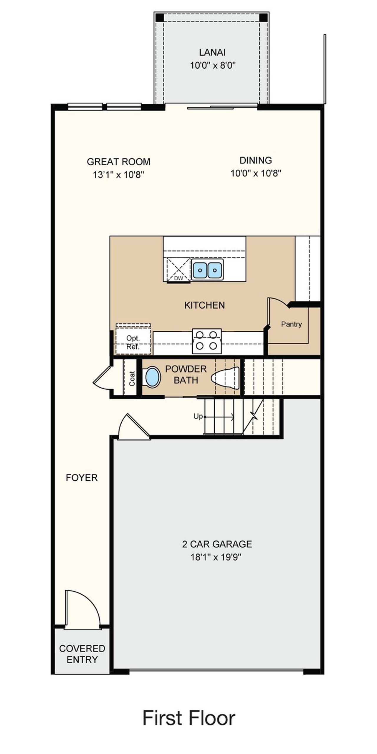2D floor plan layout of this home in Cherry Elm at SilverLeaf, St. Augustine, FL (Image 2).