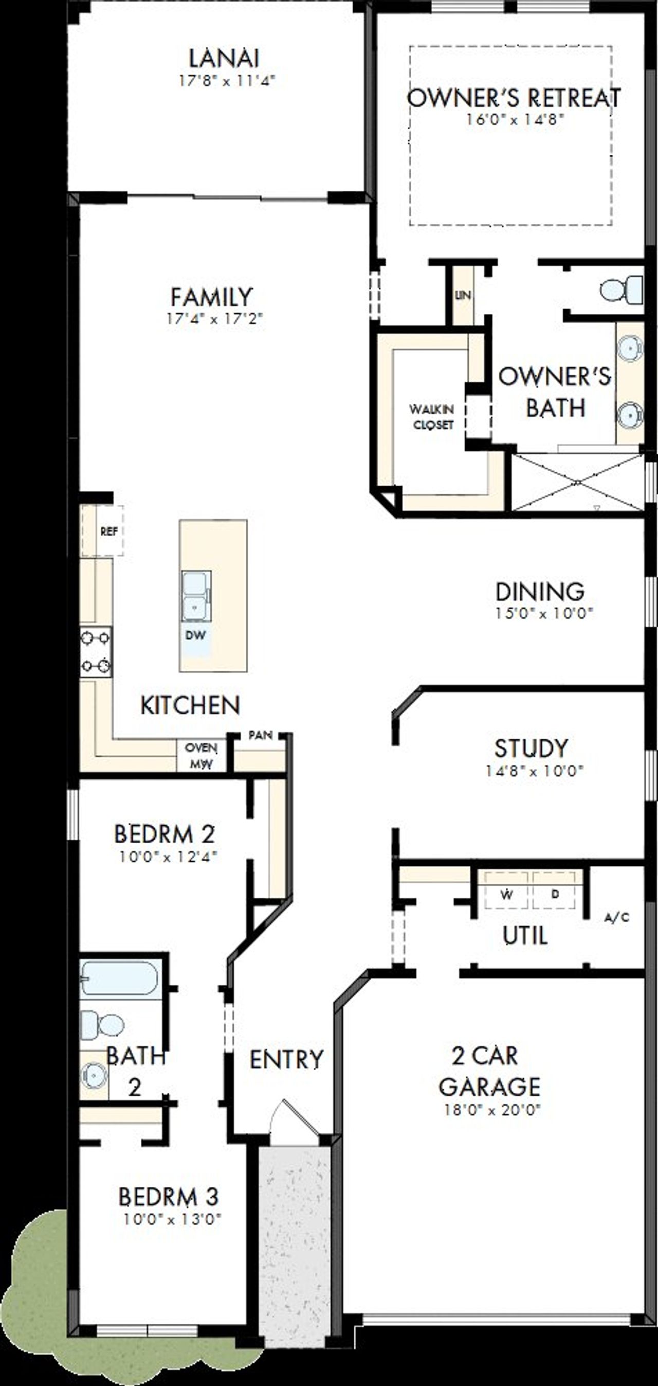 2D floor plan layout of this home in North River Ranch – Garden Series, Parrish, FL (Image 2). 2D floor plan layout of this home in North River Ranch – Garden Series, Parrish, FL (Image 2).