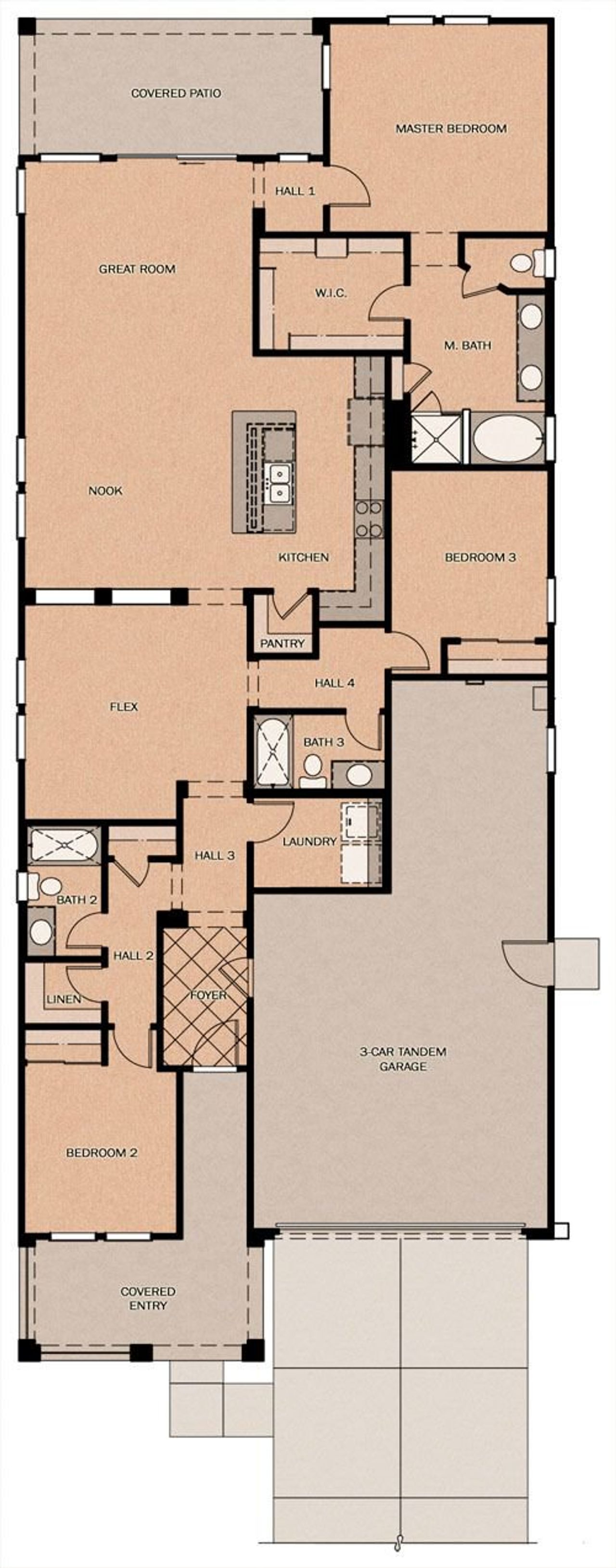 2D floor plan layout of this home in Meadows at Barney Farms, Queen Creek, AZ (Image 2). 2D floor plan layout of this home in Meadows at Barney Farms, Queen Creek, AZ (Image 2).