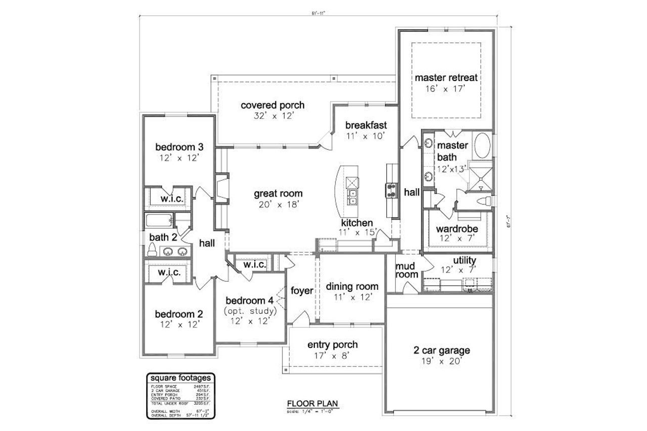 2D floor plan layout for the Model 2497 by Debo Homes in Blue Jay's Landing, Needville, TX (Image 2).