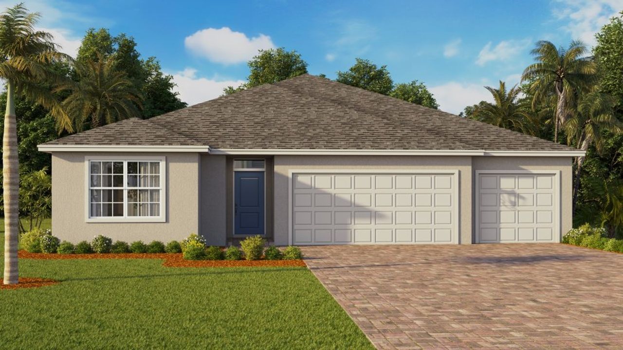 Representative exterior photo of a completed home built from the COVINGTON by D.R. Horton in Cove at West Port - Express, Port Charlotte, FL (Image 2).