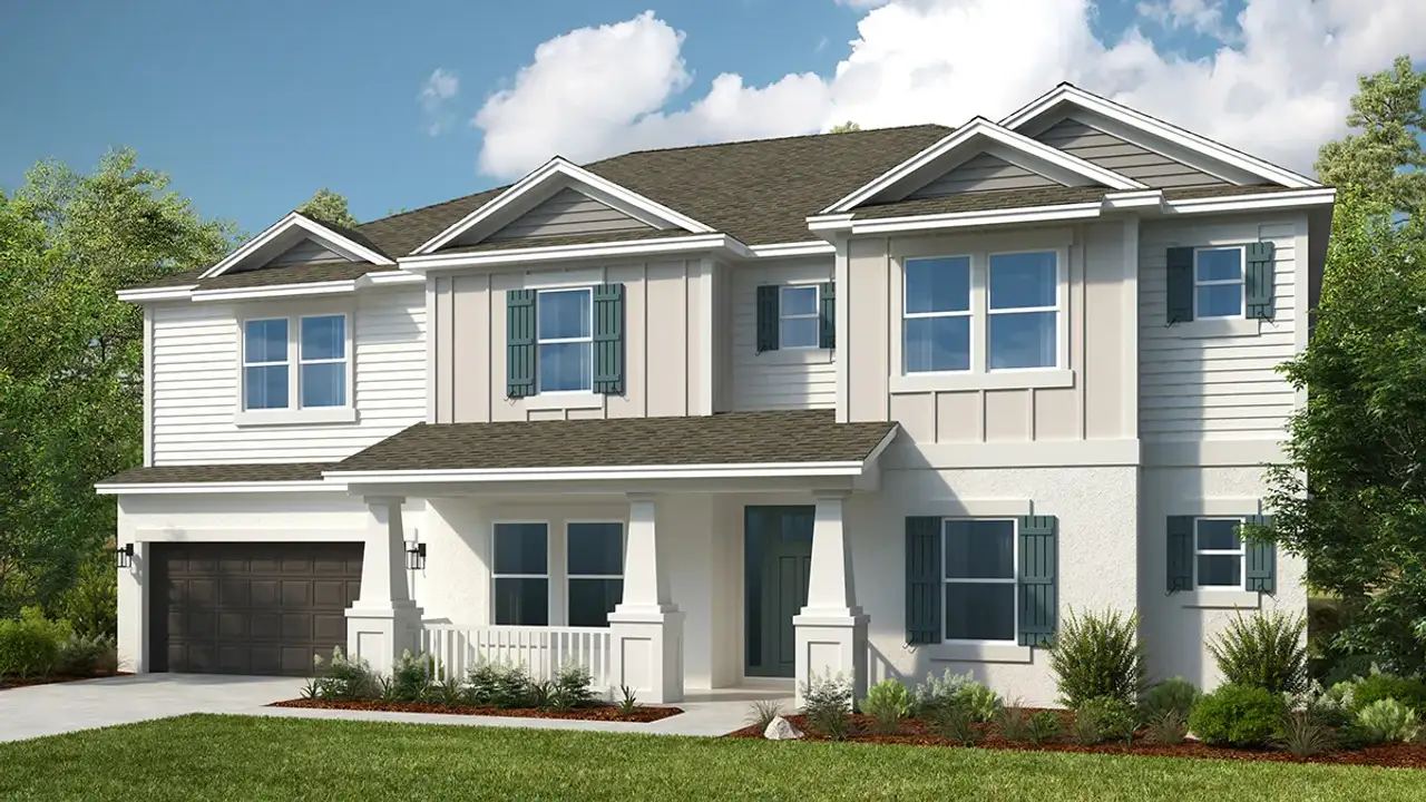 Representative exterior photo of a completed home built from the Bimini by Taylor Morrison in Hammock at Two Rivers, Zephyrhills, FL (Image 2).