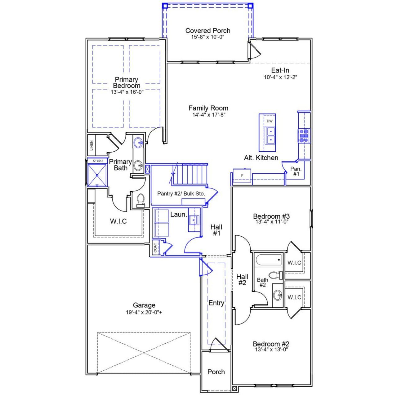 2D floor plan layout of this home in Ovation at Sweetbrier, Durham, NC (Image 2).